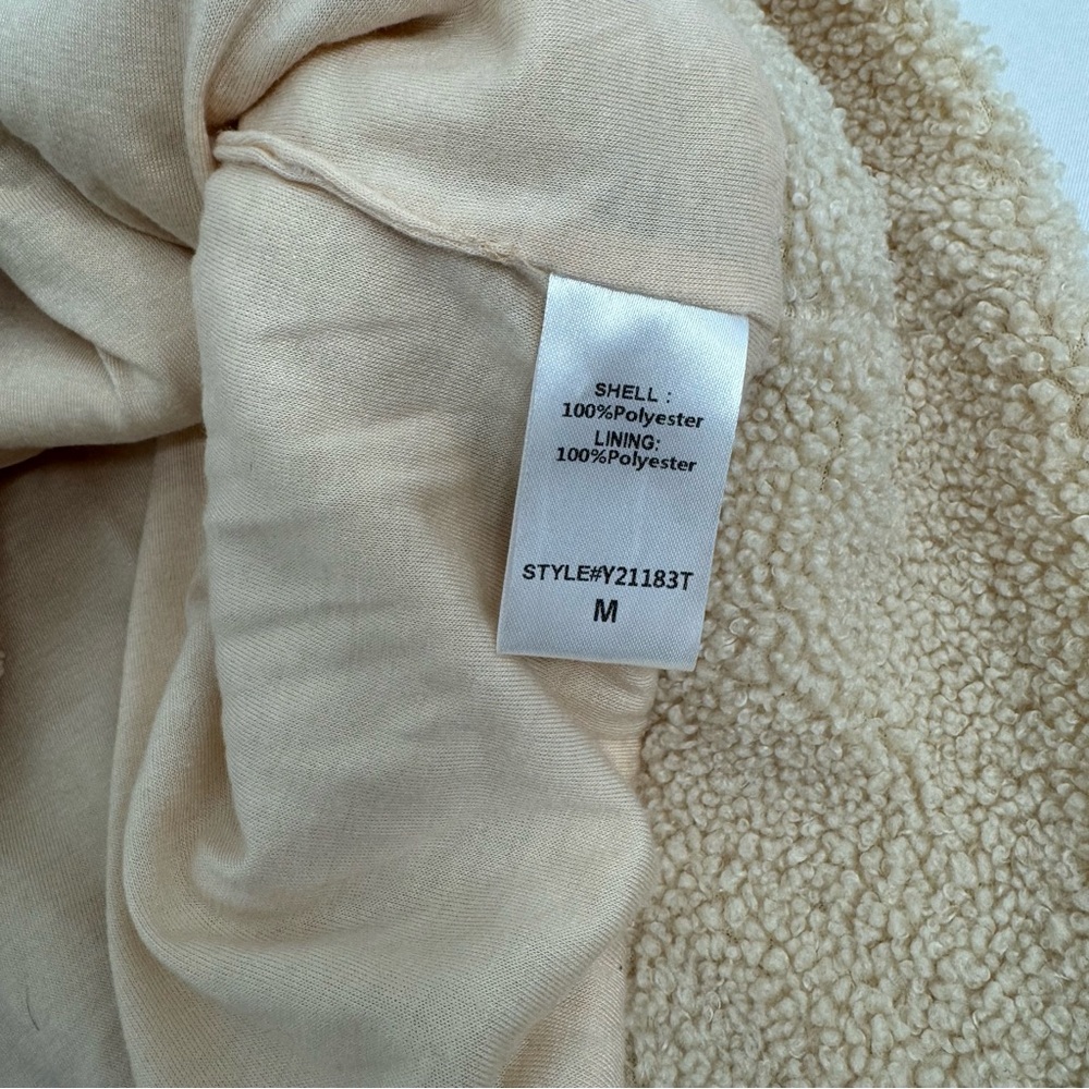 Tuckernuck Pullover Sweater Size M Cream Teddy Fleece Rollins Funnel Neck Boxy - Picture 6 of 9